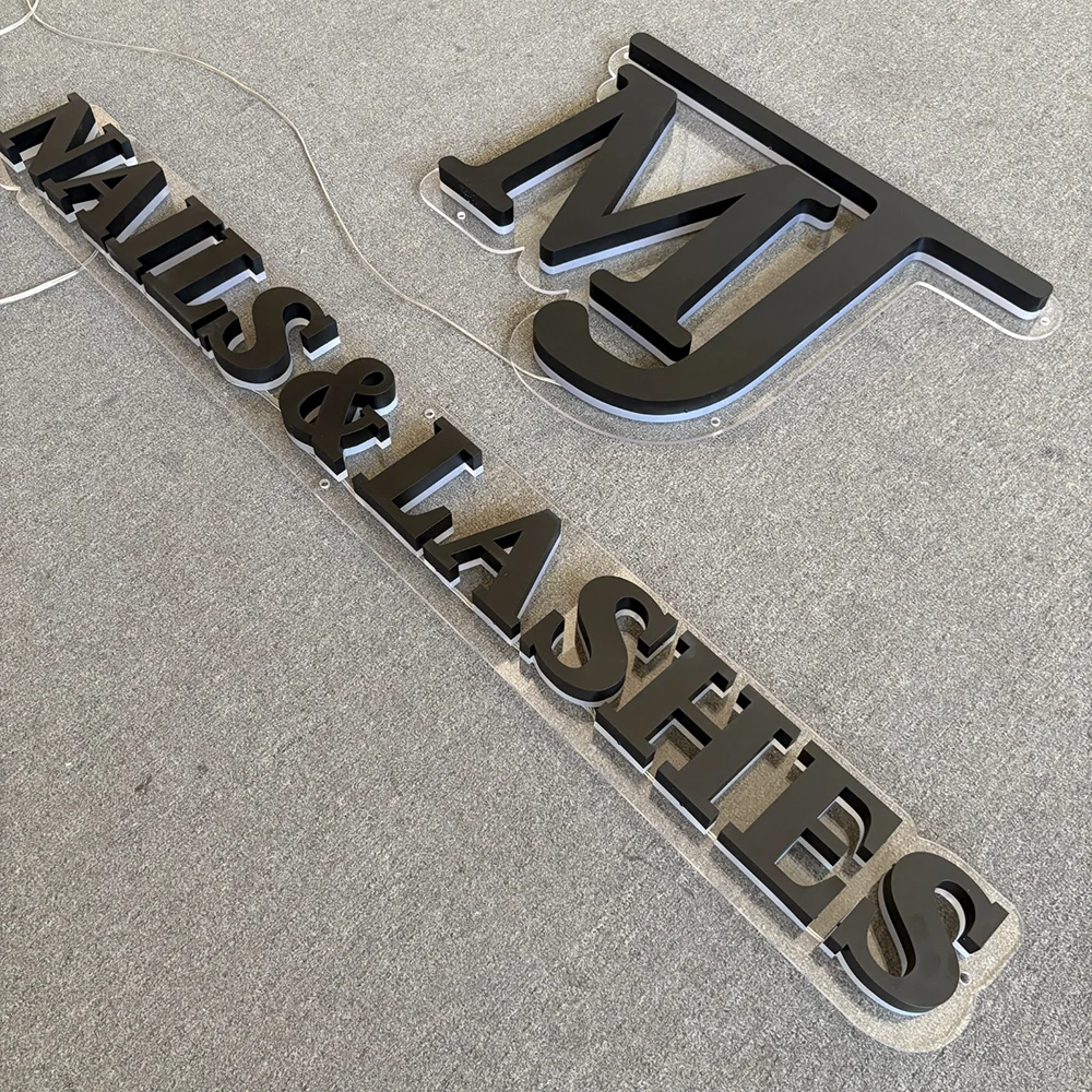 MJ Nails & Lashes – Backlit Stainless Steel Acrylic LED Sign (Sydney) - image 4