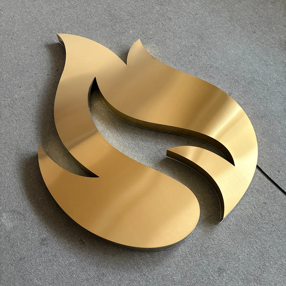 Golden Flame Logo – Backlit Stainless Steel Acrylic LED Sign (Sydney) - image 1