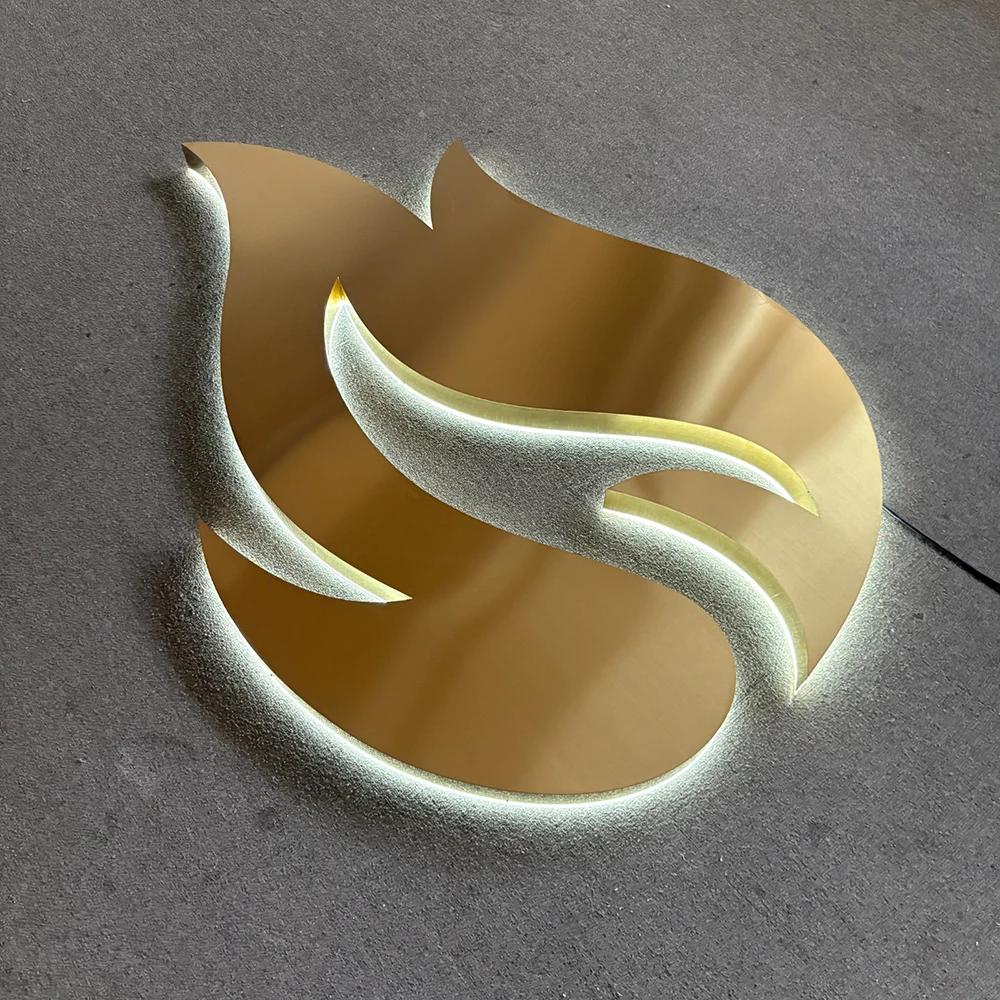 Golden Flame Logo – Backlit Stainless Steel Acrylic LED Sign (Sydney) - image 3