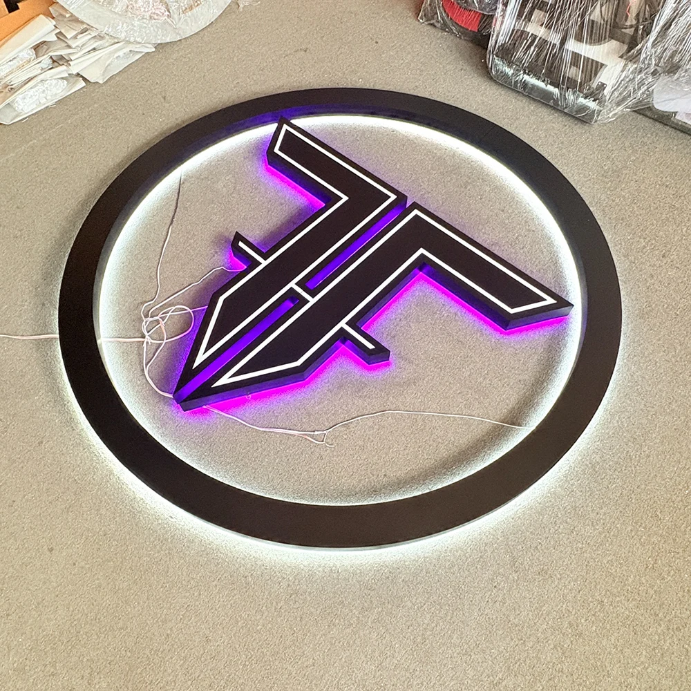 TT Circle Logo – Backlit Stainless Steel Acrylic LED Sign (Sydney) - image 1