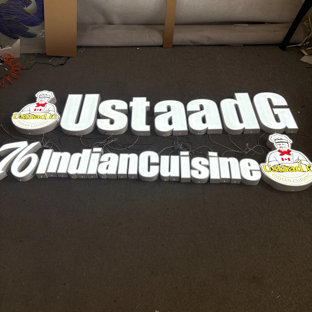 Ustaad G Indian Cuisine – Trimcap Frontlit LED Stainless Steel Acrylic PVC Sign (Sydney) - image 1