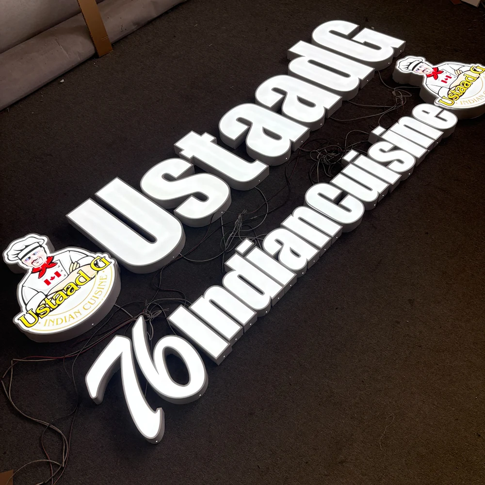 Ustaad G Indian Cuisine – Trimcap Frontlit LED Stainless Steel Acrylic PVC Sign (Sydney) - image 2