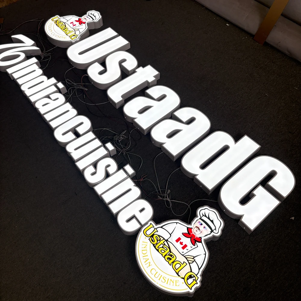 Ustaad G Indian Cuisine – Trimcap Frontlit LED Stainless Steel Acrylic PVC Sign (Sydney) - image 3