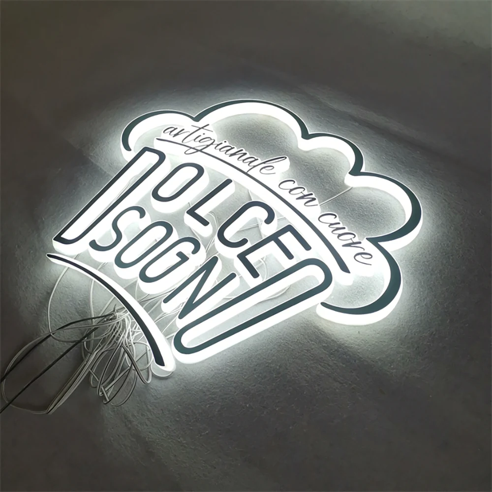 Dolce Sogni – Mini Backlit LED Stainless Steel Acrylic Illuminated Sign (Sydney) - image 1
